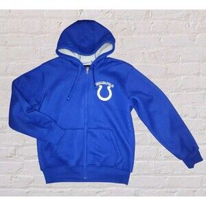 NFL Indianapolis Colts Jacket Mens LG Blue Full Zip Waffle Knit Sherpa Lined